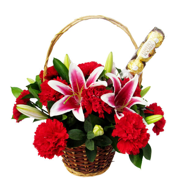 CANASTA DE CLAVELES CON LILIUMS